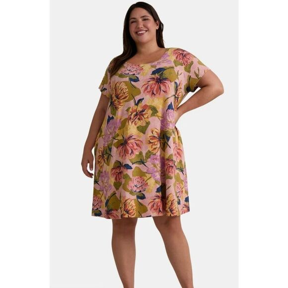 Terra & Sky Women’s Plus Size Swing Dress with Short Sleeves Size 2X - Picture 1 of 12